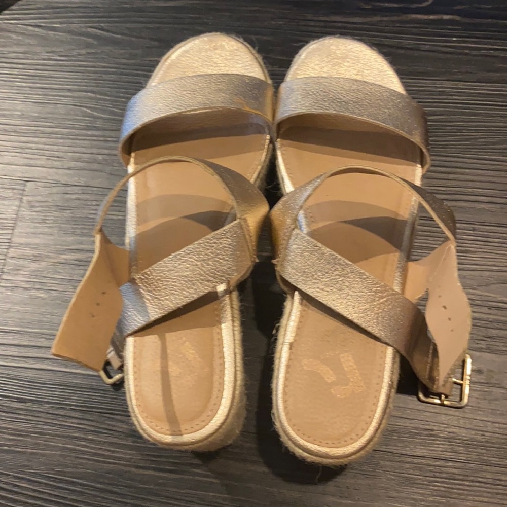 Rose gold platform espadrilles